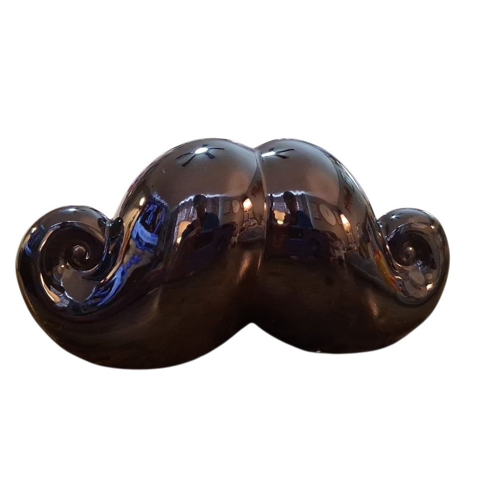 Unique 6.5"L Black Curled Mustache Theme Coin Bank Man Cave Gag Gift Retirement